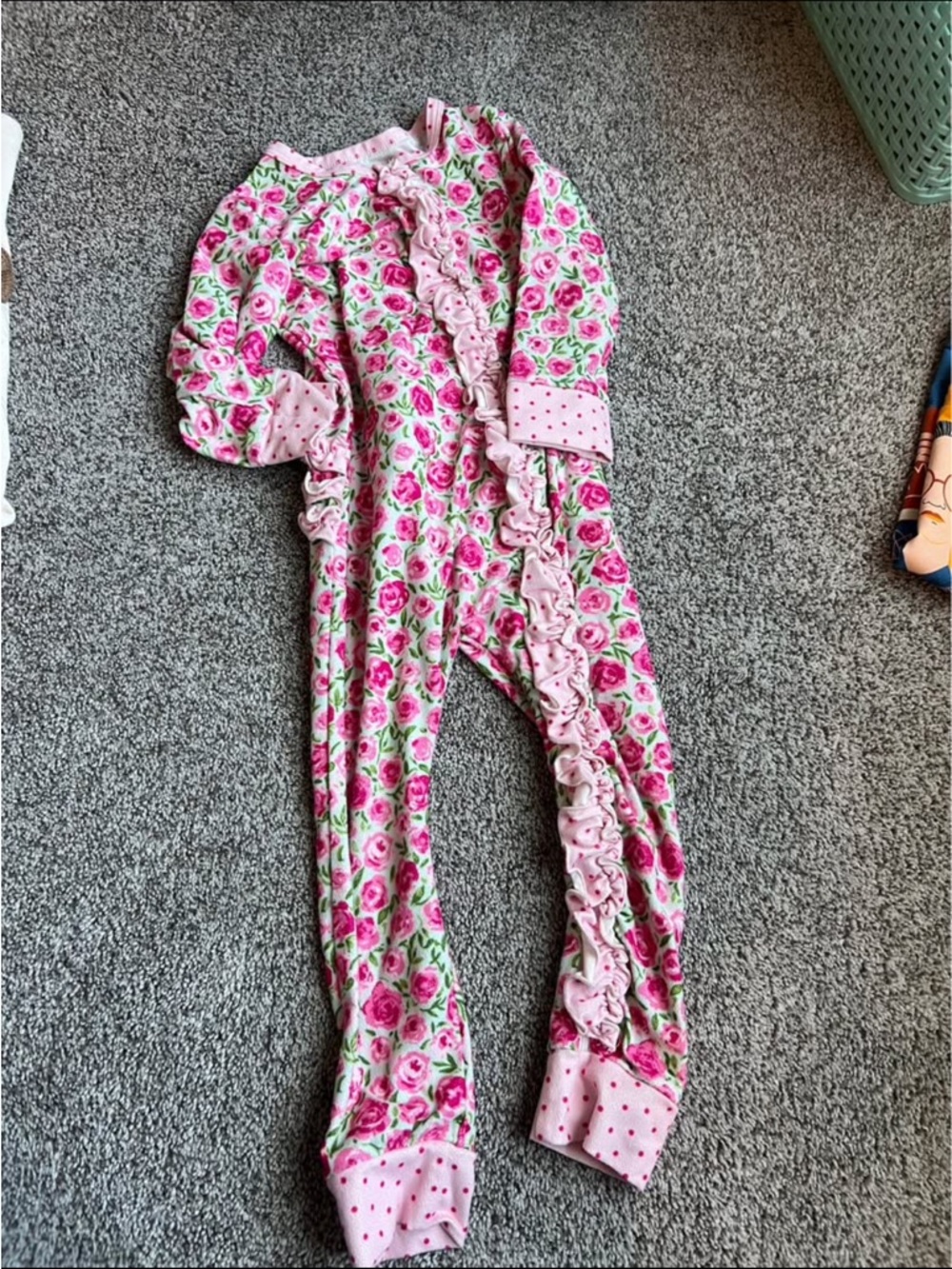 Pink Floral Ruffle One-Piece Pajamas for Kids